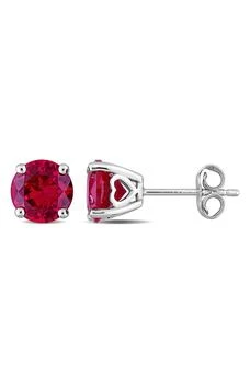 DELMAR | Sterling Silver Round Created Ruby Stud Earrings,商家Nordstrom Rack,价格¥262