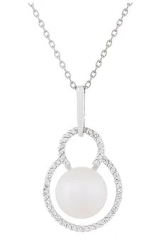 Splendid Pearls | CZ Trimmed 10.5-11mm White Freshwater Pearl Pendant Necklace,商家Nordstrom Rack,价格¥525