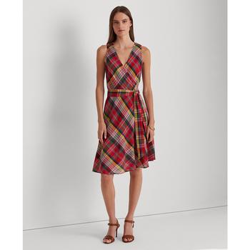 女装拉夫劳伦连衣裙, Ralph Lauren | Plaid Crinkle Cotton Sleeveless Dress商品图片 6折