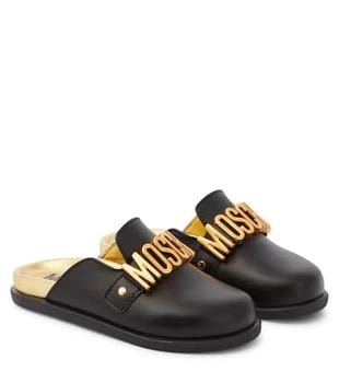 Moschino | Logo leather mules,商家MyTheresa HK,价格¥1251
