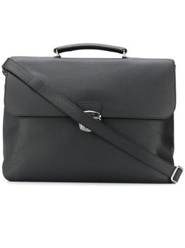 推荐Orciani Micron Deep Black Leather Large Briefcase商品
