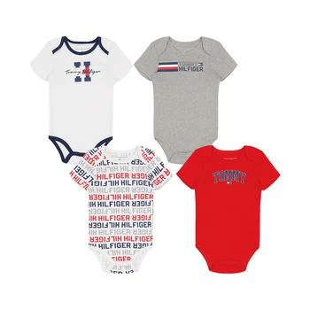 Tommy Hilfiger | Baby Boys Signature Short Sleeve Bodysuits, Pack of 4 4折