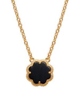 商品Sterling Forever | 14K Goldplated & Black Mother-Of-Pearl Clover Pendant Necklace,商家Saks OFF 5TH,价格¥263图片