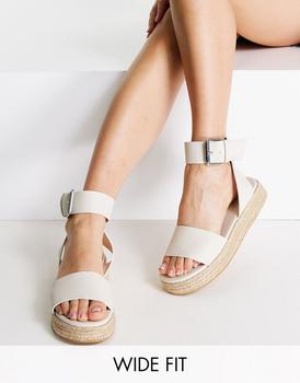 Topshop | Topshop Wide Fit Paradise espadrille sandal in stone商品图片,8.4折×额外9.5折, 额外九五折