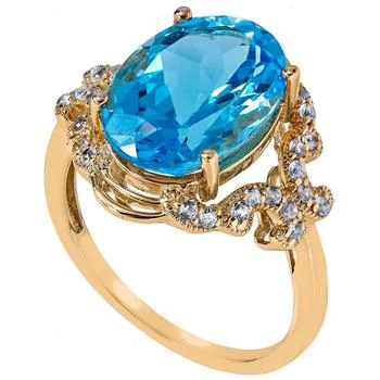 Macy's | Blue Topaz (7 ct. t.w) Oval Ring in 14K Gold Plated Sterling Silver,商家Macy's,价格¥3235