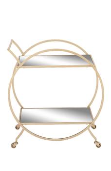 商品WILLOW ROW | Goldtone Metal Contemporary Bar Cart with Wheels,商家Nordstrom Rack,价格¥1125图片