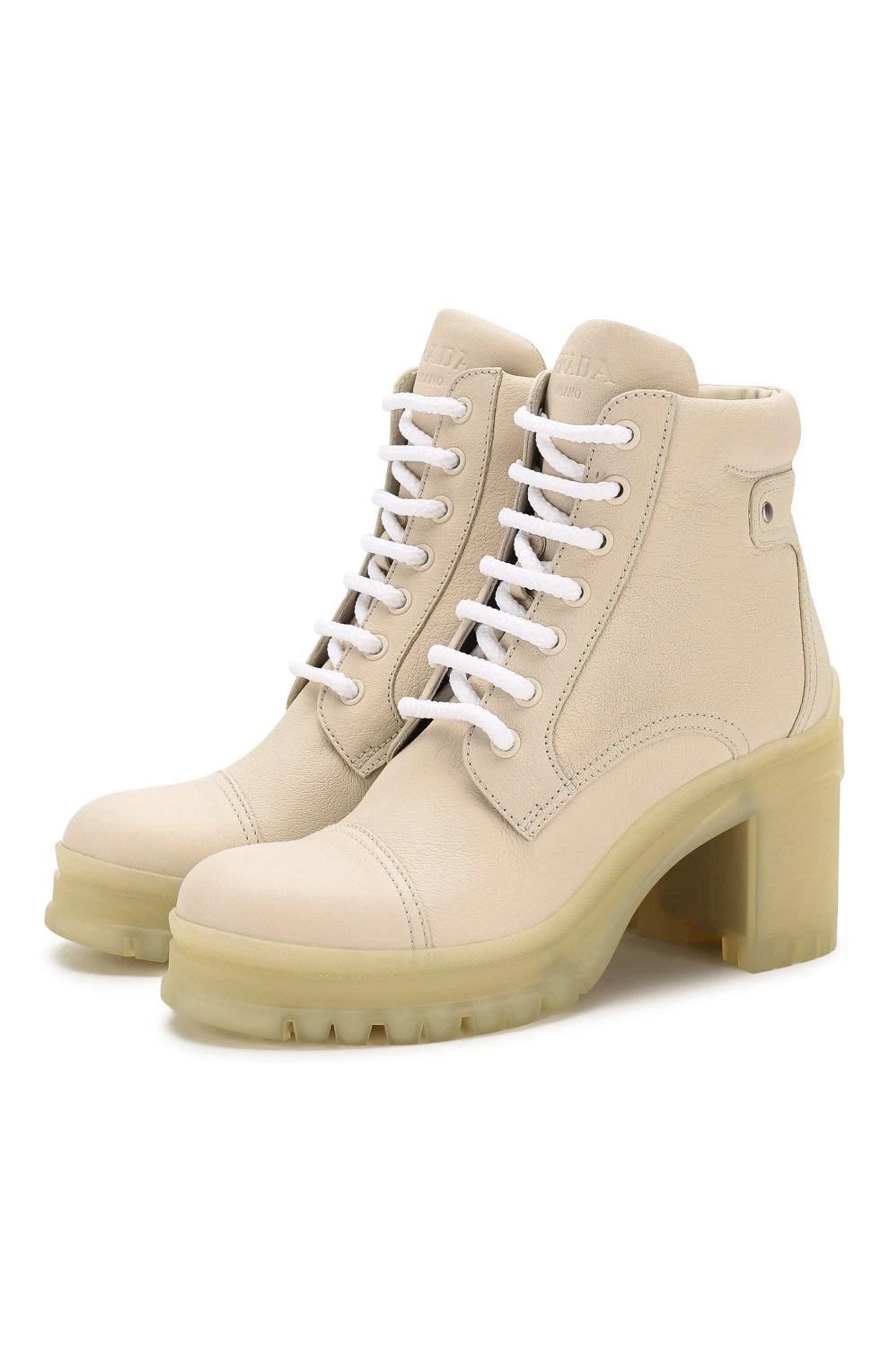 推荐PRADA 女色乳白色皮革高跟靴子 1T584L-007-F0K74商品