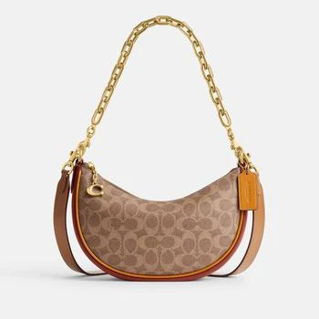 推荐Coach Mira Coated Canvas Signature Shoulder Bag with Chain - Tan Rust商品