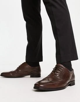 ASOS | ASOS DESIGN oxford brogue shoes in tan leather,商家ASOS,价格¥240