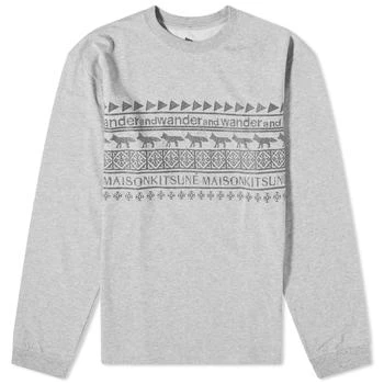 推荐and wander x Maison Kitsune Long Sleeve Nordic Border T-Shirt商品