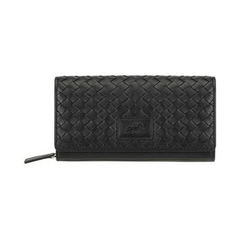Mancini Leather Goods | Women's Basket Weave Collection RFID Secure Clutch Wallet 