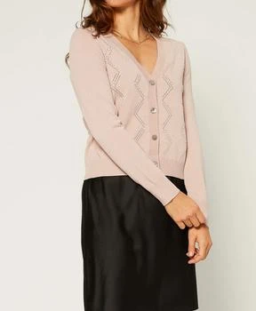 推荐Zig Zag Pearl Button Down Cardigan In Light Pink商品