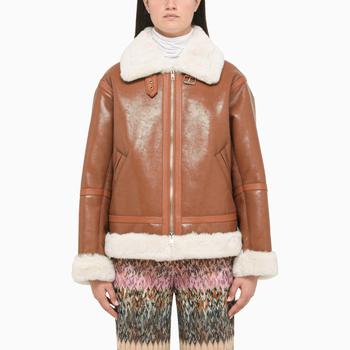 推荐Short tan-coloured faux sheepskin jacket商品