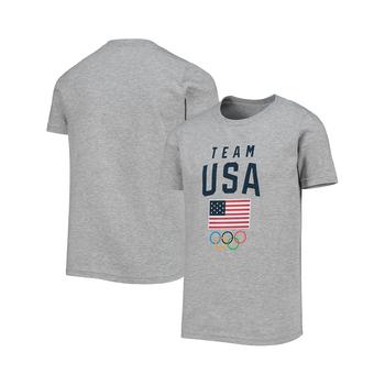 推荐Boys Youth Heathered Gray Team USA Flags And Rings T-shirt商品