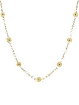 商品Orly Marcel | Sacred Flower 18K Yellow Gold, Emerald & 0.22 TCW Diamond Reversible Station Necklace,商家Saks Fifth Avenue,价格¥46815图片