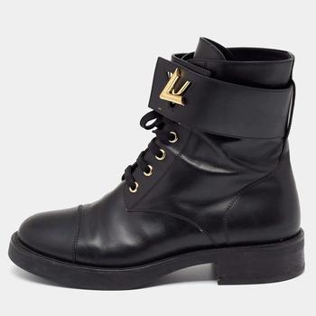 lv长筒靴, [二手商品] Louis Vuitton | Louis Vuitton Black Leather Wonderland Ranger Combat Boots Size 37.5商品图片 8.1折, 满1件减$100, 满减