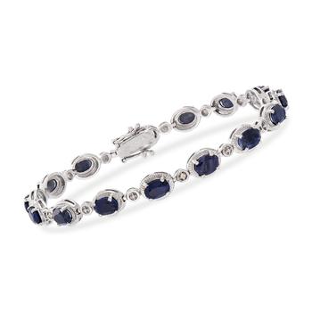 商品Ross-Simons Sapphire Bracelet With Diamond Accents in Sterling Silver图片