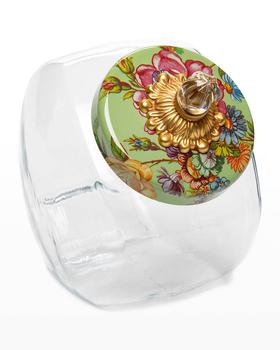 商品Sweets Jar with Flower Market Enamel Green Lid图片