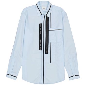 Burberry | Mens Pale Blue Classic Fit Logo Tape Detail Cotton Poplin Shirt商品图片,6.9折