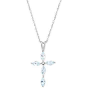 Macy's | Gemstone & Diamond Accent Cross 18" Pendant Necklace in 14k White Gold,商家Macy's,价格¥5205