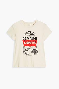 Ganni | Logo-print cotton and hemp-blend jersey T-shirt商品图片,5折