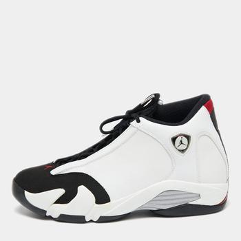 推荐Air Jordan White/Black Leather and Suede Jordan 14 Retro Sneakers Size 42.5商品
