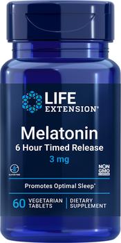 商品Life Extension Melatonin 6 Hour Timed Release - 3 mg (60 Tablets, Vegetarian)图片