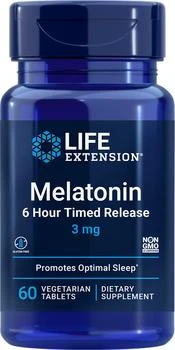 Life Extension | Life Extension Melatonin 6 Hour Timed Release - 3 mg (60 Tablets, Vegetarian),商家Life Extension,价格¥65