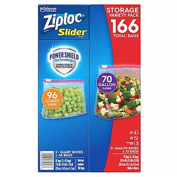 推荐Ziploc Slider Storage Bags Variety Pack: Quart (96 ct.), Gallon (70 ct.)商品