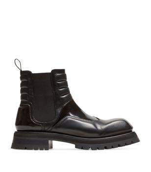 Balmain | Leather Quilted Ankle Boots商品图片,