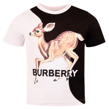 burberry童装, Burberry | Pink & Black Short Sleeve Deer T Shirt商品图片 7折×额外9折, 额外九折