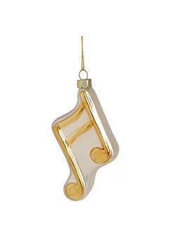 商品Northlight | 4" Gold and White Glitter Eighth Note Glass Christmas Ornament,商家Belk,价格¥74图片