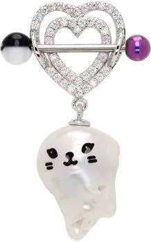 JIWINAIA | Silver Kitten Baroque Pearl Single Earring,商家Ssense US,价格¥1629
