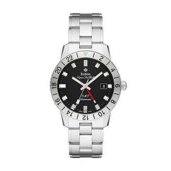 推荐Zodiac Men's Super Sea Wolf GMT Automatic, Silver-Tone Stainless Steel Watch商品