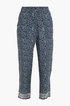 推荐Eva cropped printed crepe slim-leg pants商品