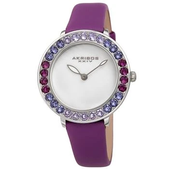 推荐Quartz White Dial Purple Leather Ladies Watch AK1093PU商品