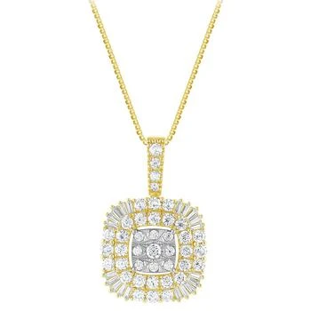 Macy's | Diamond Round & Baguette Cluster Pendant Necklace (2 ct. t.w.) in 14k Two-Tone Gold, 16" + 2" extender 4折
