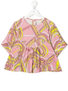 EMILIO PUCCI | Emilio Pucci Kids Blouse In Pink And Yellow Printed Viscose商品图片,8.7折
