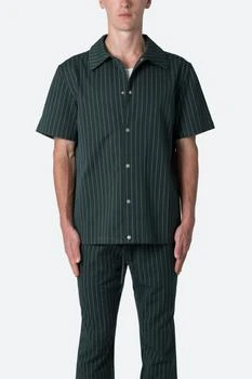 推荐Pinstripe Short Sleeve Shirt - Green商品