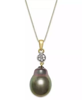 Macy's | Baroque Tahitian Pearl (12 mm) and Diamond Accent Pendant Necklace in 14k Gold,商家Macy's,价格¥2571