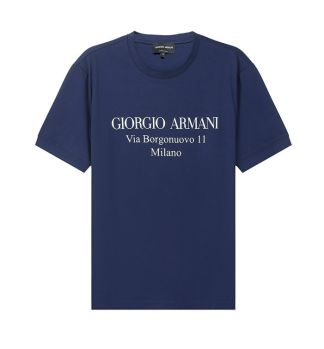 Giorgio Armani | GIORGIO ARMANI 男士海军蓝色棉质字母LOGO 印花圆领短袖T恤 3GST57-SJMCZ-UBPK商品图片,满$100享9.5折, 满折