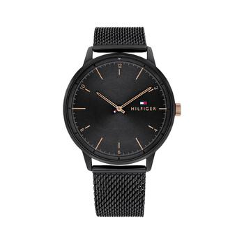 tommy hilfiger手表是什么牌子, Tommy Hilfiger | Men's Black Stainless Steel Mesh Bracelet Watch 43mm商品图片 