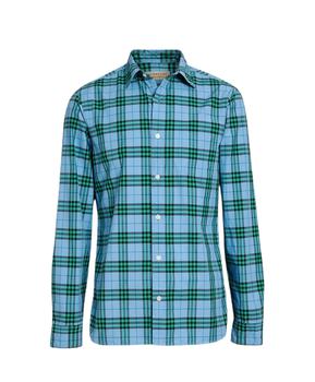 美国burberry, Burberry | Burberry Alexander Men's Blue Topaz Checked Cotton Shirt 8003100 (Regular; S)商品图片 7.5折