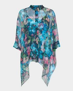 Johnny Was | Katia Oversized Floral-Print Chiffon Blouse,商家Neiman Marcus,价格¥2411