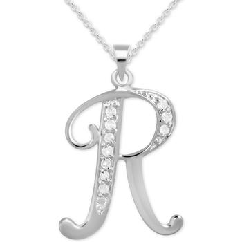 商品Diamond R Initial 18" Pendant Necklace (1/10 ct. t.w.) in Sterling Silver图片