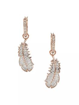 商品Nice Rose-Goldtone & Swarovski Crystal Feather Drop Earrings图片