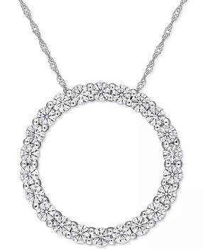 Macy's | Lab-Grown Moissanite Circle 17" Pendant Necklace (2-1/5 ct. t.w.) in 14k White Gold,商家Macy's,价格¥9099