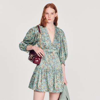 Sandro | Short flowing dress with floral print商品图片,