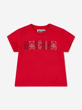 推荐Moschino Red Baby Unisex Cotton Teddy Toy Logo T-Shirt商品