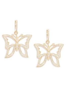 Eye Candy LA | ​Edith 14K Goldplated & Cubic Zirconia Butterfly Drop Earrings商品图片,5折